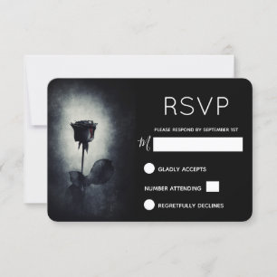 Goth Zwarte Roos Druppelend Bloed Macabre RSVP Kaartje