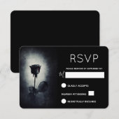 Goth Zwarte Roos Druppelend Bloed Macabre RSVP Kaartje (Voorkant / Achterkant)