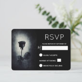 Goth Zwarte Roos Druppelend Bloed Macabre RSVP Kaartje (Staand voorkant)