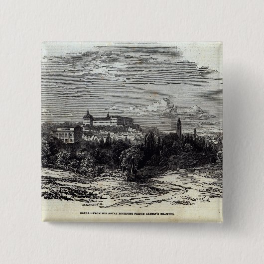 Gotha, gegraveerd door W.J. Linton Vierkante Button 5,1 Cm (Voorkant)