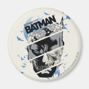 Gotham City Batman Skull Collage Magneet