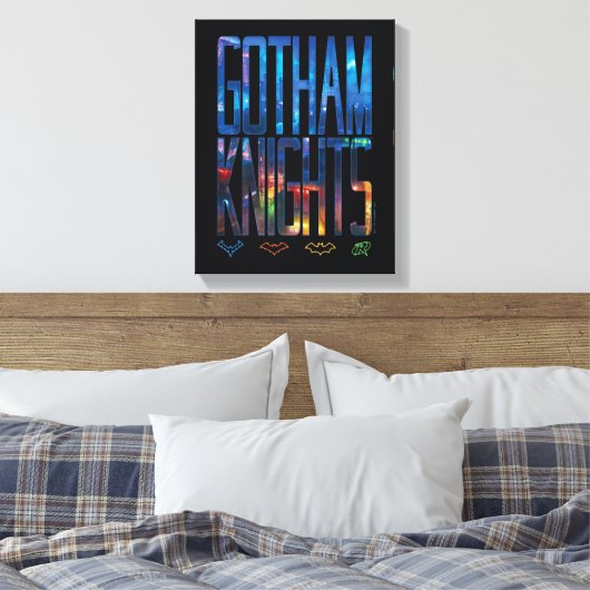 Gotham Knights City Lettering Canvas Afdruk (Insitu (Slaapkamer))