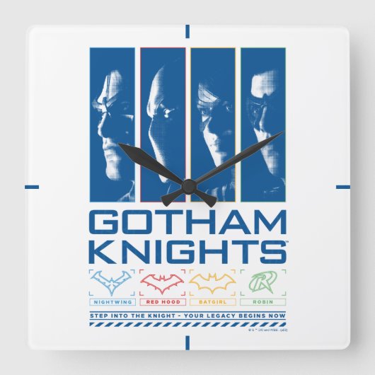 Gotham Knights Gezichtspanelen Vierkante Klok (Voorkant)