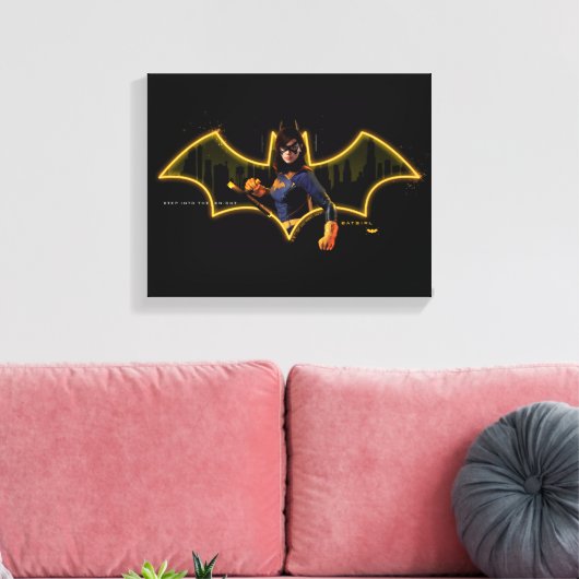 Gotham Ridders Batgirl in Logo Canvas Afdruk (Insitu (Woonkamer))