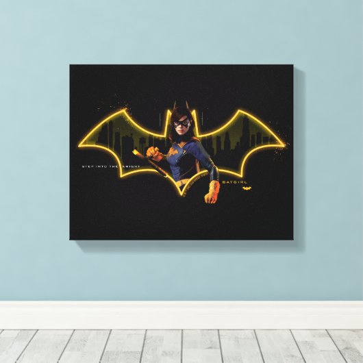 Gotham Ridders Batgirl in Logo Canvas Afdruk (Insitu (Houten vloer))