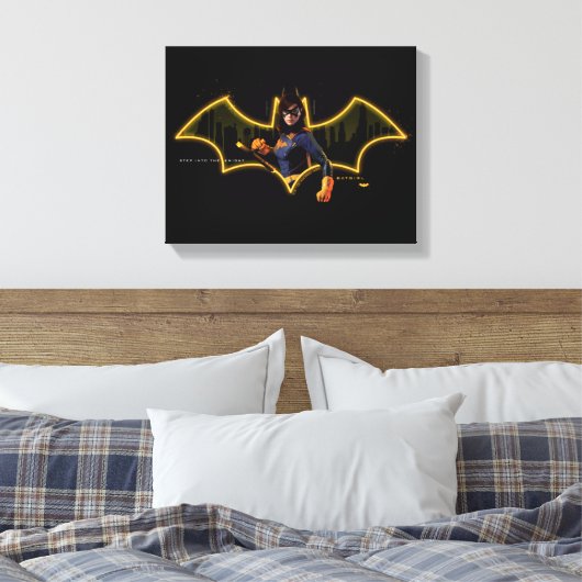 Gotham Ridders Batgirl in Logo Canvas Afdruk (Insitu (Slaapkamer))
