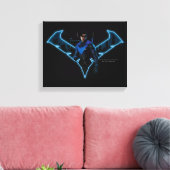 Gotham Ridders Nightwing in Logo Canvas Afdruk (Insitu (Woonkamer))