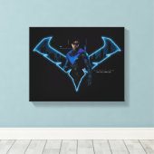 Gotham Ridders Nightwing in Logo Canvas Afdruk (Insitu (Houten vloer))