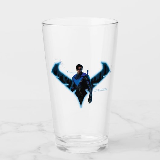 Gotham Ridders Nightwing in Logo Glas (Voorkant)