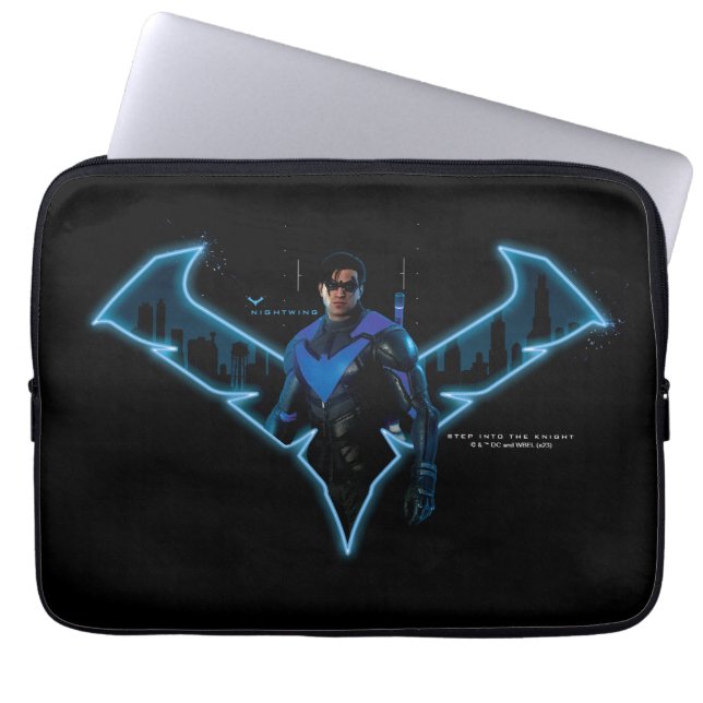 Gotham Ridders Nightwing in Logo Laptop Sleeve (Voorkant)