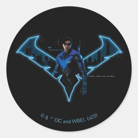 Gotham Ridders Nightwing in Logo Ronde Sticker (Voorkant)