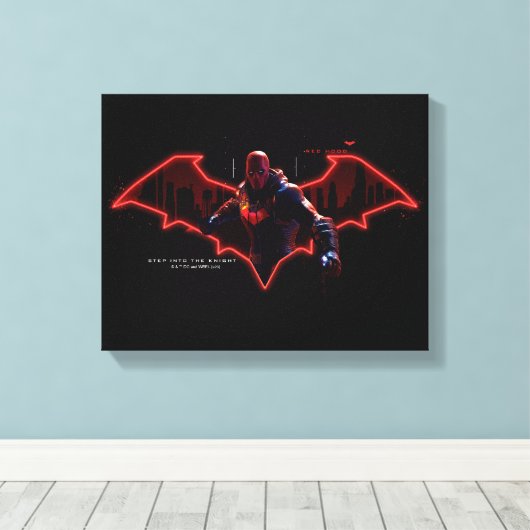 Gotham Ridders Red Hood in Logo Canvas Afdruk (Insitu (Houten vloer))
