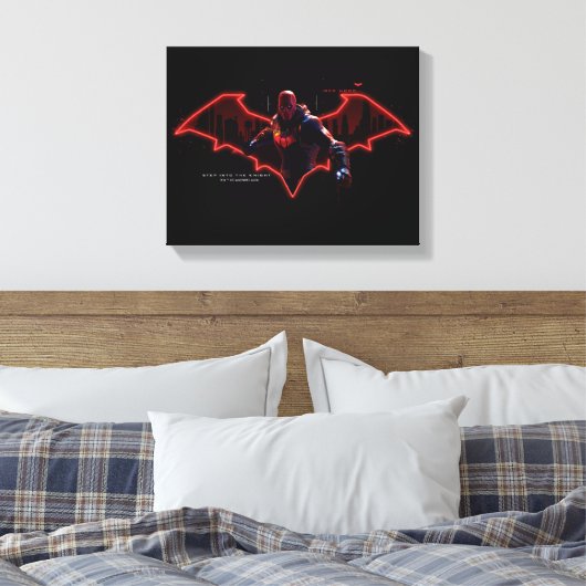 Gotham Ridders Red Hood in Logo Canvas Afdruk (Insitu (Slaapkamer))