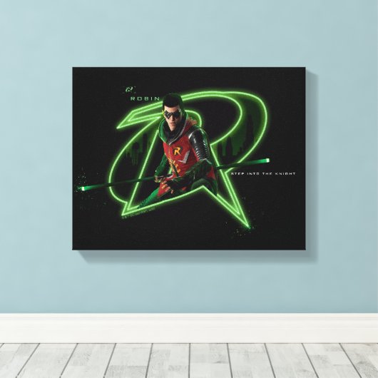 Gotham Ridders Robin in Logo Canvas Afdruk (Insitu (Houten vloer))