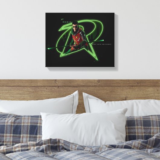 Gotham Ridders Robin in Logo Canvas Afdruk (Insitu (Slaapkamer))