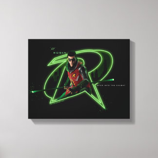 Gotham Ridders Robin in Logo Canvas Afdruk