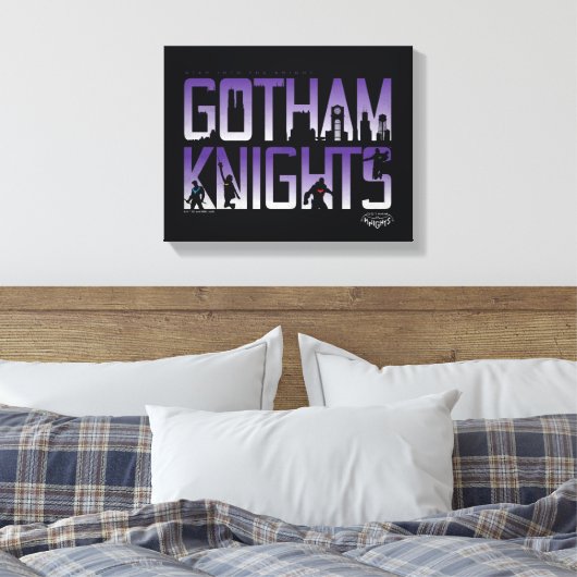 Gotham Ridders Silhouetten in Titel Canvas Afdruk (Insitu (Slaapkamer))