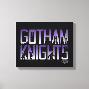 Gotham Ridders Silhouetten in Titel Canvas Afdruk