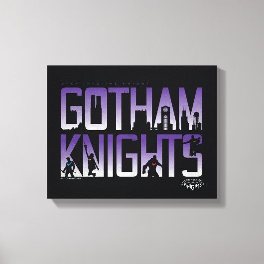 Gotham Ridders Silhouetten in Titel Canvas Afdruk (Voorkant)