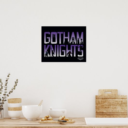 Gotham Ridders Silhouetten in Titel Poster (Keuken)