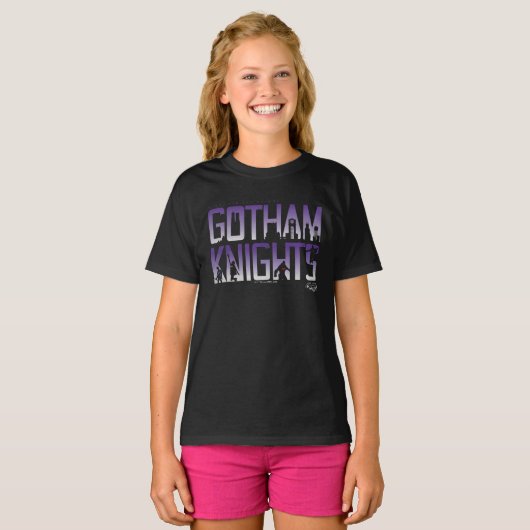 Gotham Ridders Silhouetten in Titel T-shirt (Voorkant volledig)