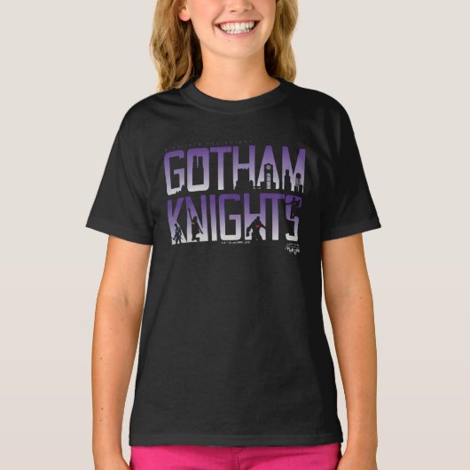 Gotham Ridders Silhouetten in Titel T-shirt (Voorkant)