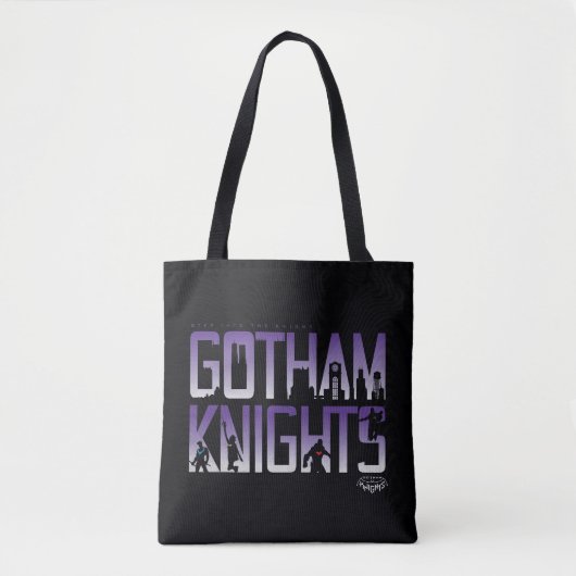 Gotham Ridders Silhouetten in Titel Tote Bag (Voorkant)