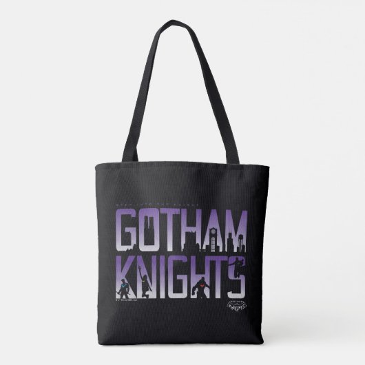 Gotham Ridders Silhouetten in Titel Tote Bag (Achterkant)