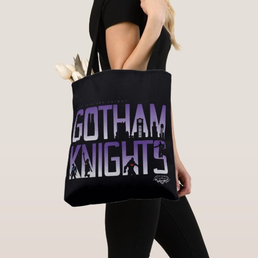 Gotham Ridders Silhouetten in Titel Tote Bag (Dichtbij)