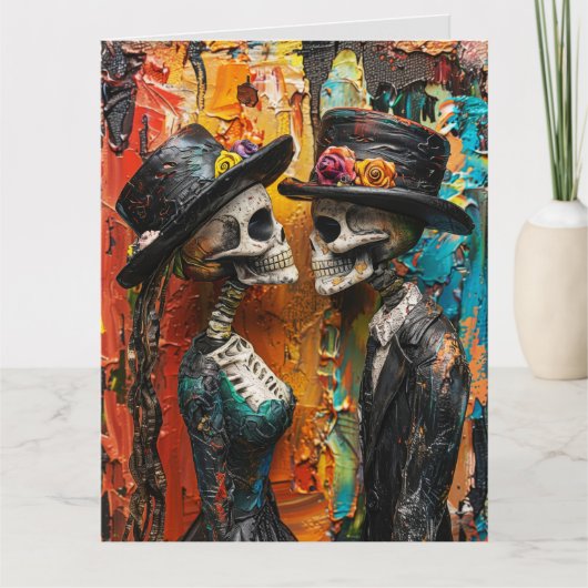 GOTHC SKELETONS WEDDING CONGRATULALALALATIONS KAAR KAART (Voorkant)