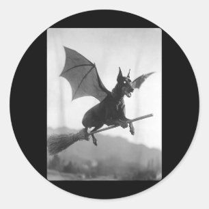 Gothdobermann Heksenbezem Vleermuisvleugels Grieze Ronde Sticker