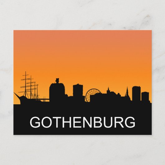 Gothenburg silhouette, zomerzonsondergang briefkaart (Voorkant)