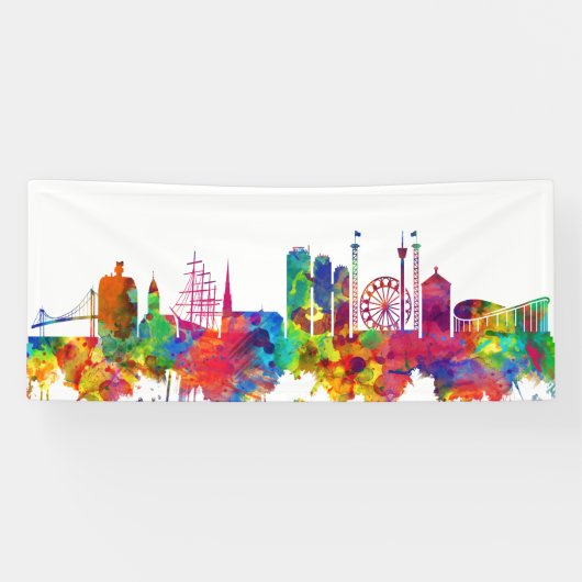 Gothenburg Zweden Skyline Spandoek (Horizontaal)