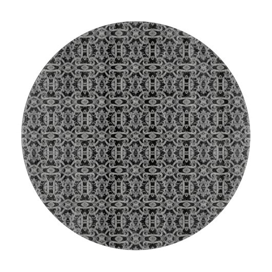 GOTHIC 12" Ronde glazen snijplank (Voorkant)