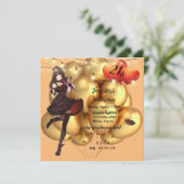 Gothic 21st Birthday Party Balloons Lights Invitat Kaart (Staand voorkant)