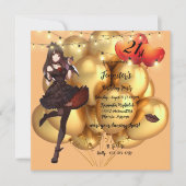 Gothic 21st Birthday Party Balloons Lights Invitat Kaart (Voorkant)