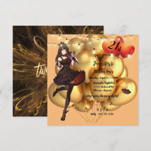 Gothic 21st Birthday Party Balloons Lights Invitat Kaart