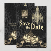 Gothic 31 okt. Skeleton Halloween Wedding Save The Date (Voorkant / Achterkant)