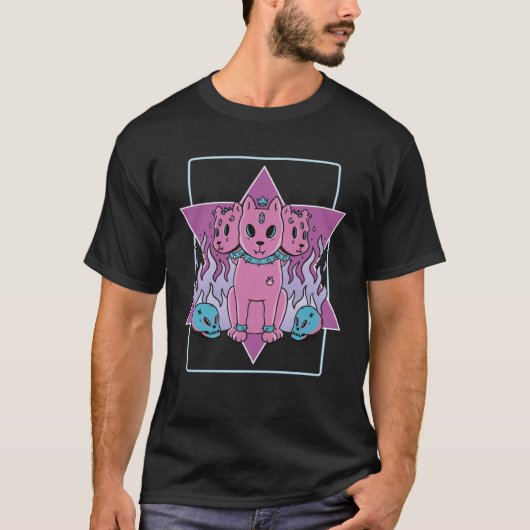 Gothic 3 Hoofden Katten T-shirt (Voorkant)