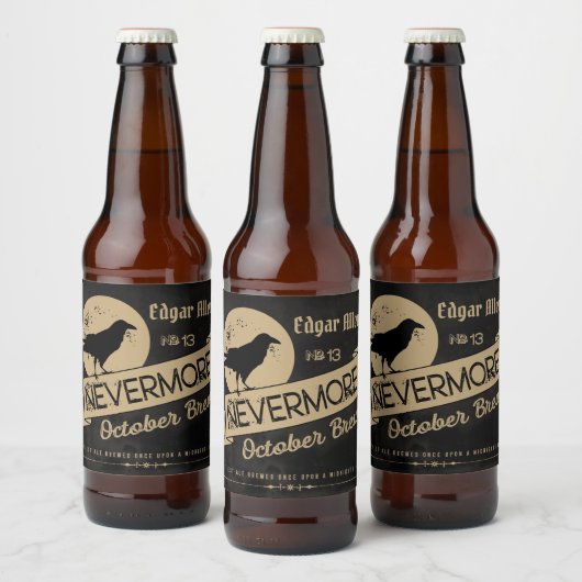 Gothic aangepaste gepersonaliseerde Raven Hallowe Bier Etiket (Flessen)