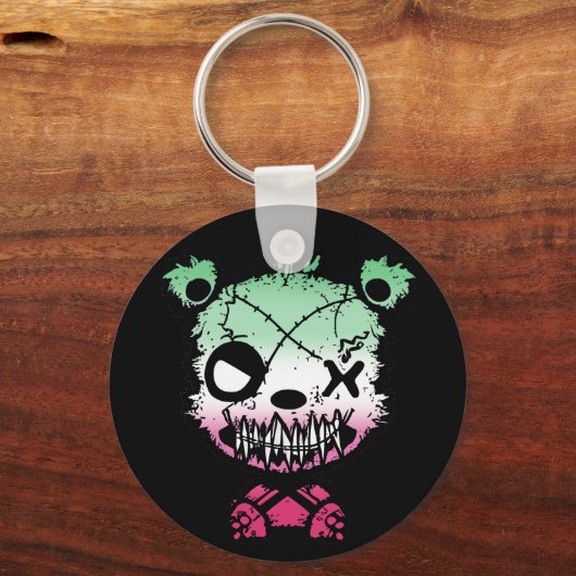 Gothic Abrosexual Pride Flag Gekleurd Beer Sleutelhanger (Achterkant)