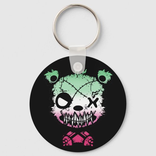 Gothic Abrosexual Pride Flag Gekleurd Beer Sleutelhanger (Achterkant)
