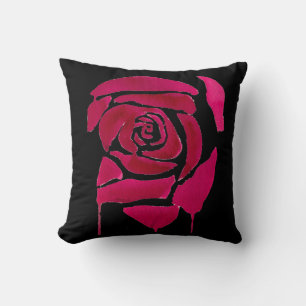 Gothic Abstract roos original waterverf floral Kussen