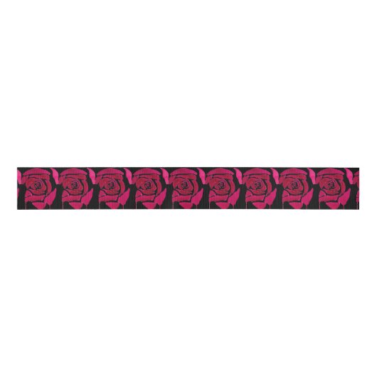 Gothic Abstract Roos waterverf floral Grosgrain Lint (Voorkant)