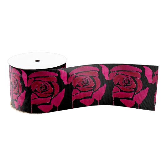 Gothic Abstract Roos waterverf floral Grosgrain Lint (Spoel)