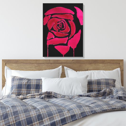 Gothic Abstract Roos waterverf florale kunst Canvas Afdruk (Insitu (Slaapkamer))
