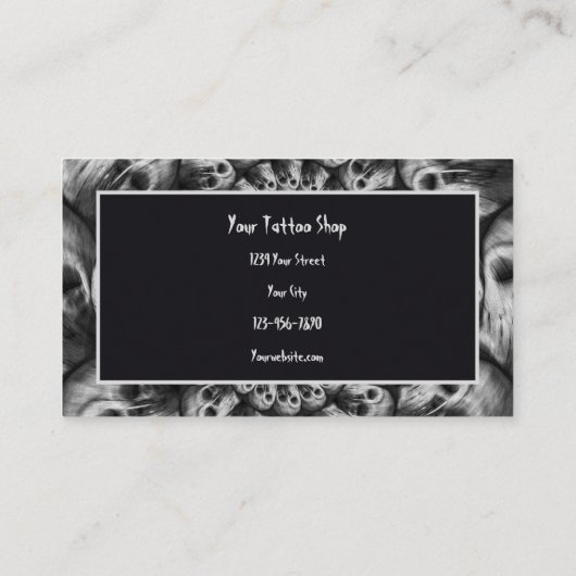 Gothic Abstract Skulls Black and White Monogram Visitekaartje (Achterkant)