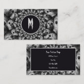 Gothic Abstract Skulls Black and White Monogram Visitekaartje (Voorkant / Achterkant)