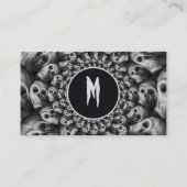 Gothic Abstract Skulls Black and White Monogram Visitekaartje (Voorkant)