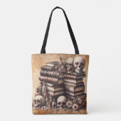 Gothic Academia Library of Skulls Monogram Tote Bag (Achterkant)